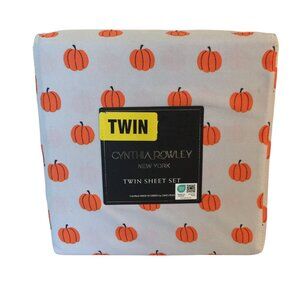Cynthia Rowley Halloween Twin Sheet Pumpkins Gray Orange